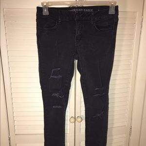 American eagle black hole skinny jeans