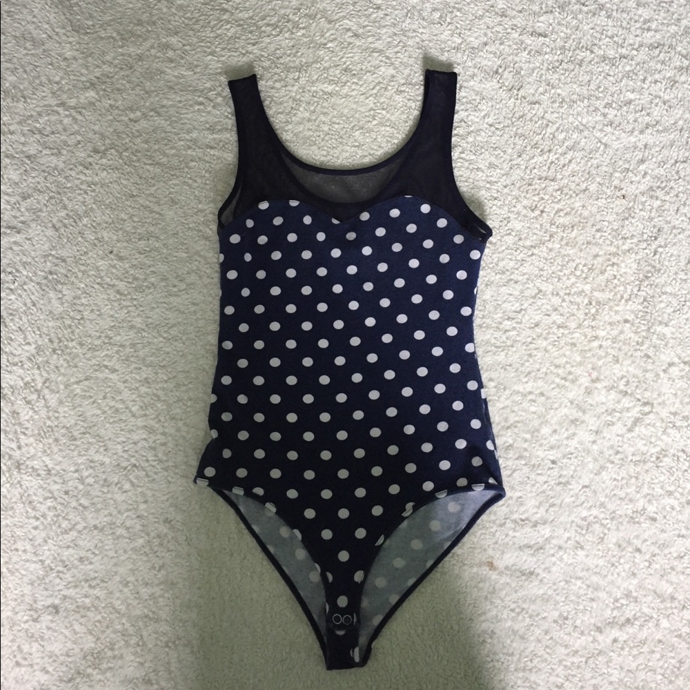 Blue Mesh Polka Dot Bodysuit