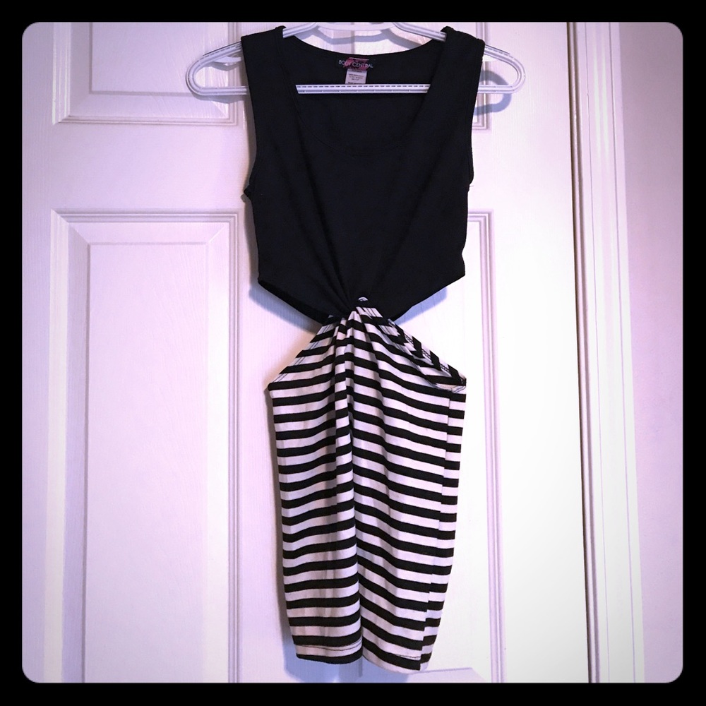 Sexy striped club dress with cutouts