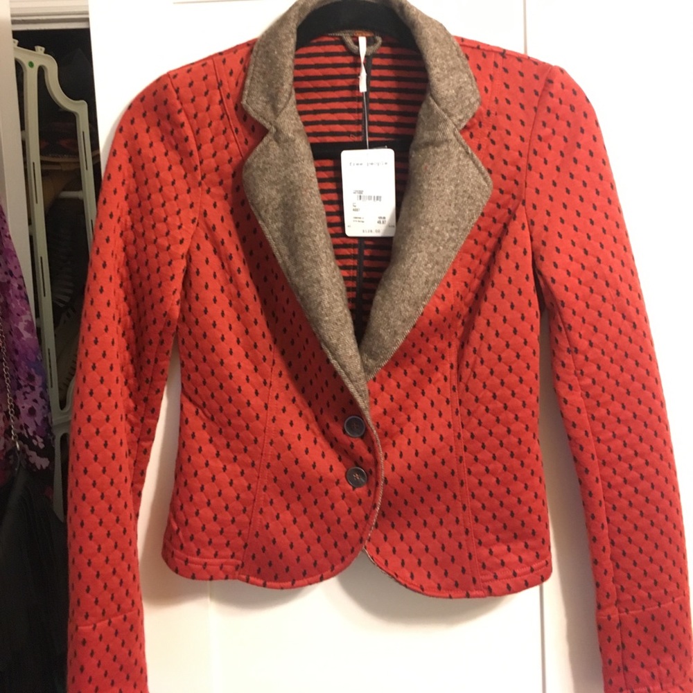Free people Blazer patterned w tweed detail - NWT!