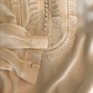 J. Crew Long Sleeve Cream Ruffle Blouse