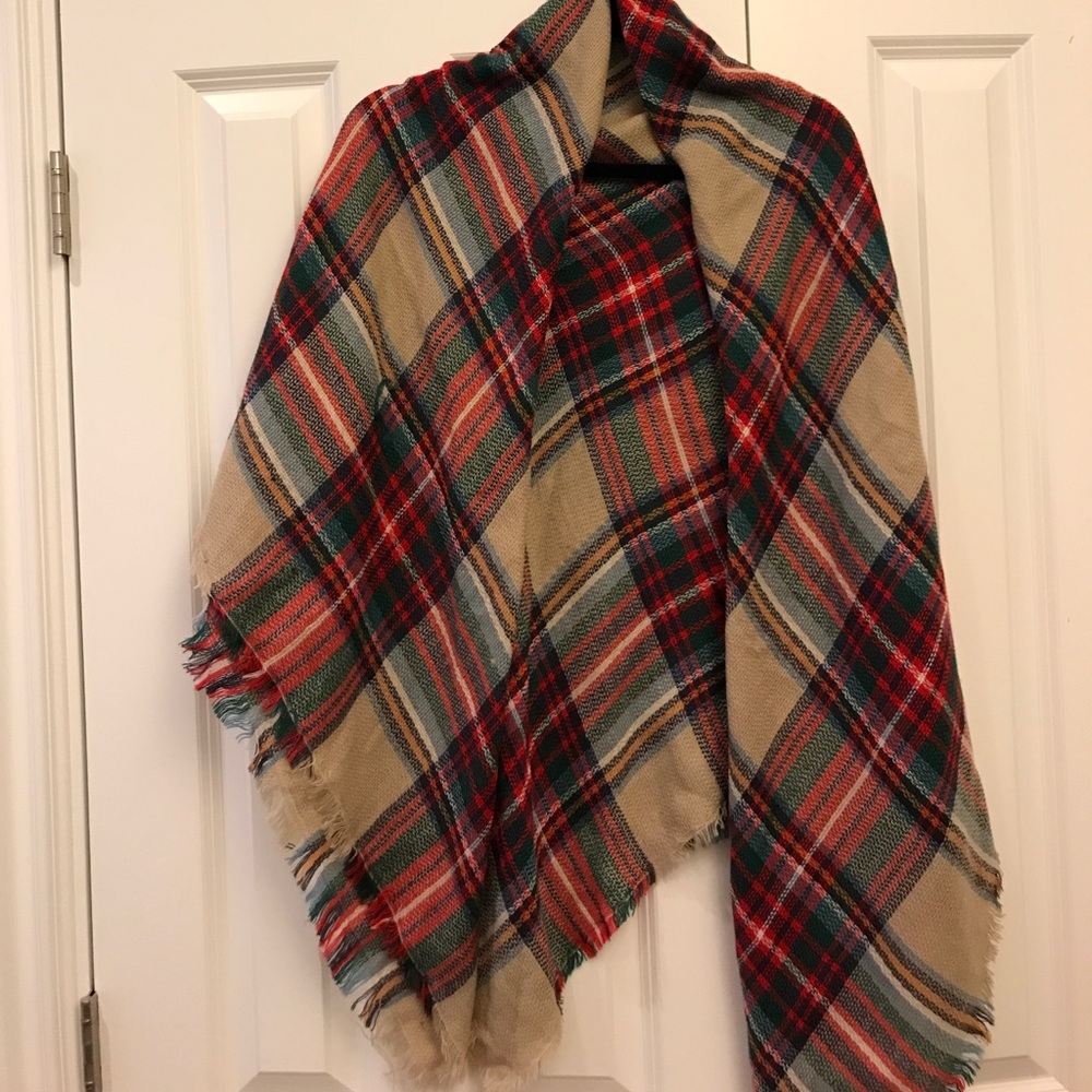 Plaid blanket scarf