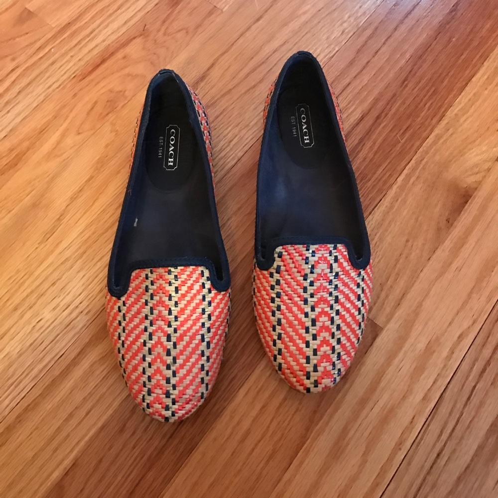 Coach Woven Straw Loafers