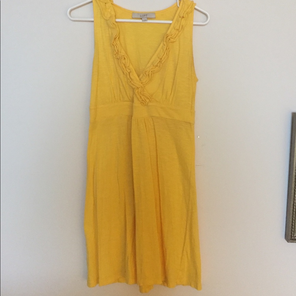 Yellow ruffle dress from Loft