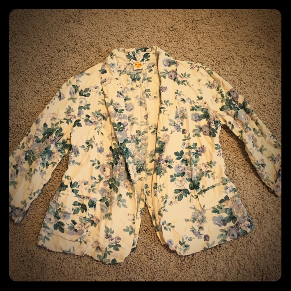 Cream Colored Blazer with Flower Design