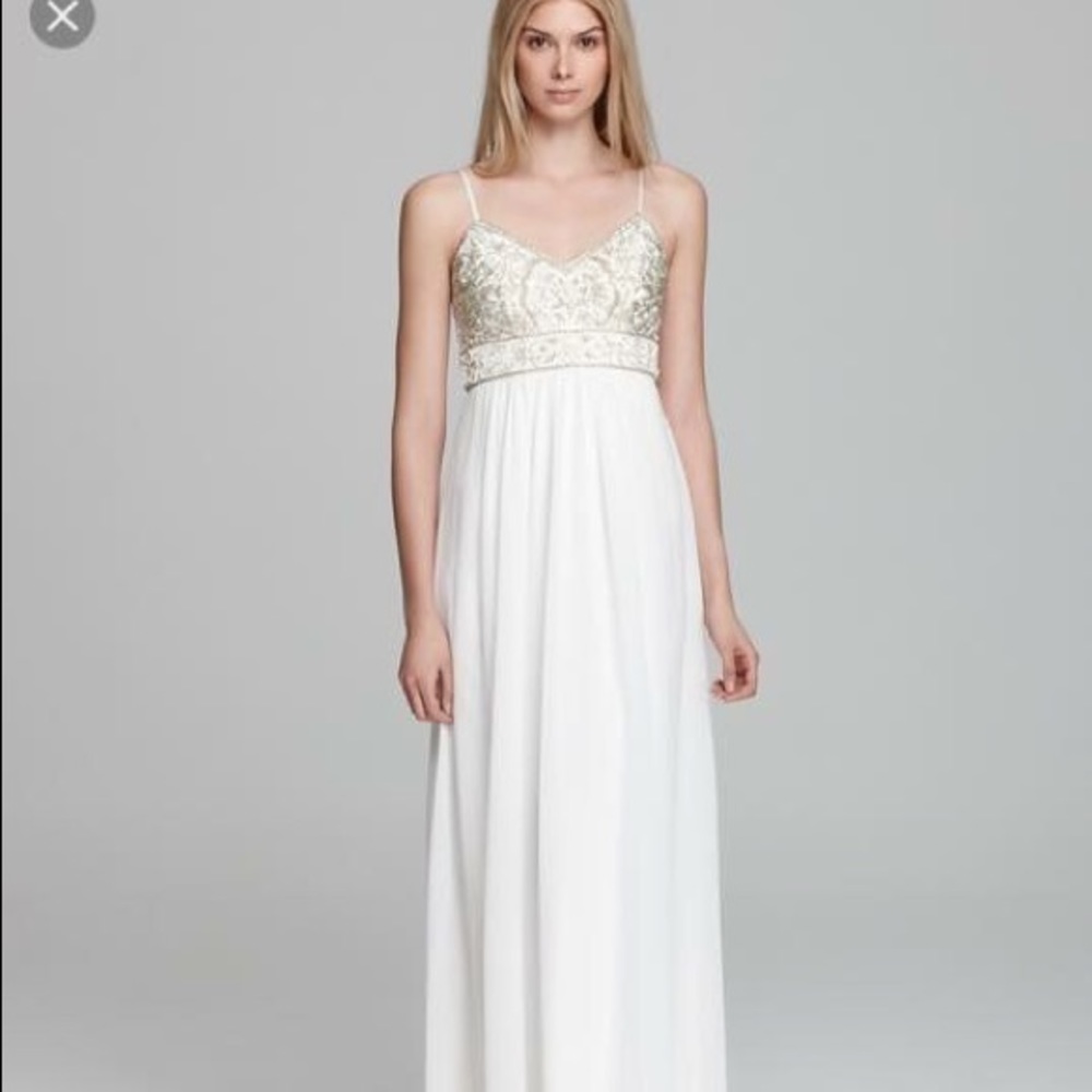 Sue Wong white beaded long dress