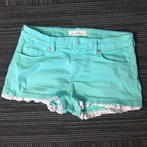 Mint green shorts with lace