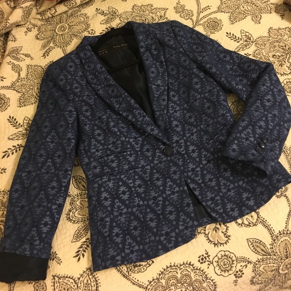 Blue patterned Zara Blazer perfect condition! - Picture 1 of 3