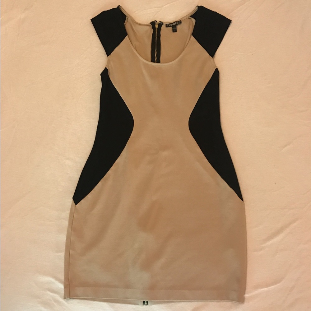 Beige and black bodycon size 6 Express dress