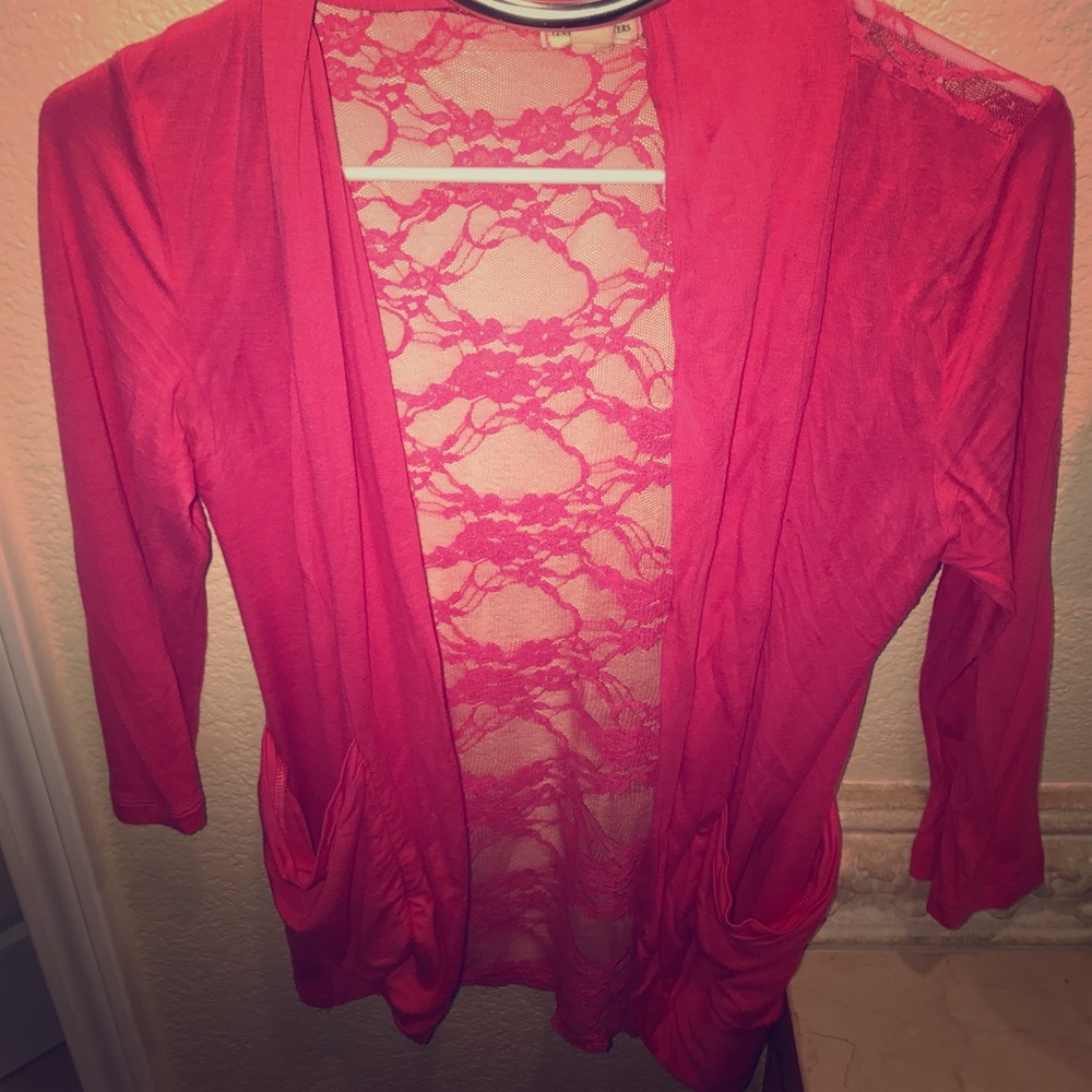 Pink lace cardigan