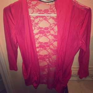 Pink lace cardigan