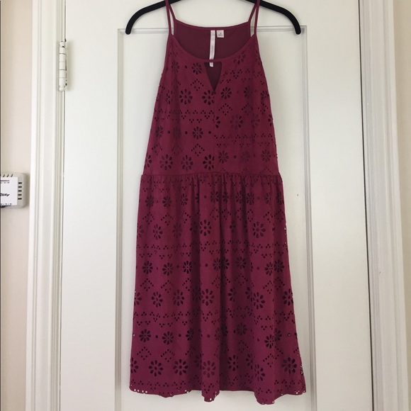 LC Lauren Conrad Dresses & Skirts - LC Lauren Conrad wine faux suede eyelet tank dress