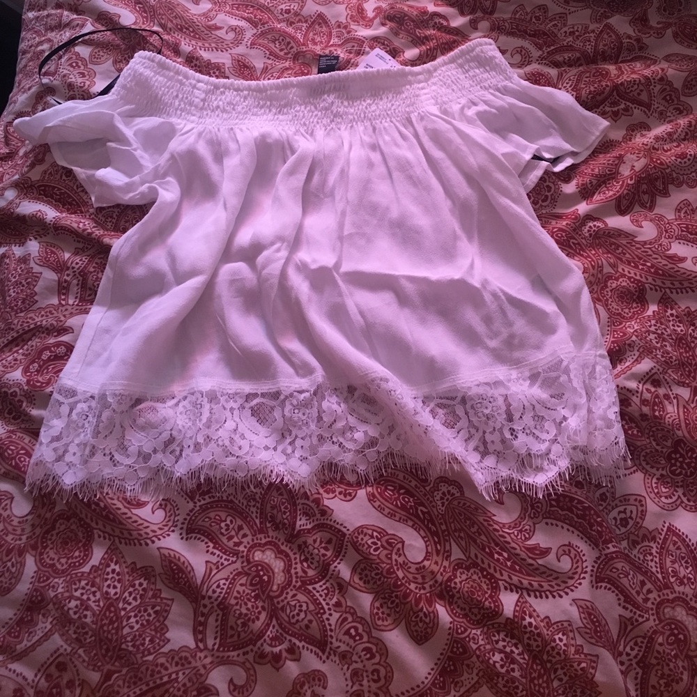 White off the shoulder top F21