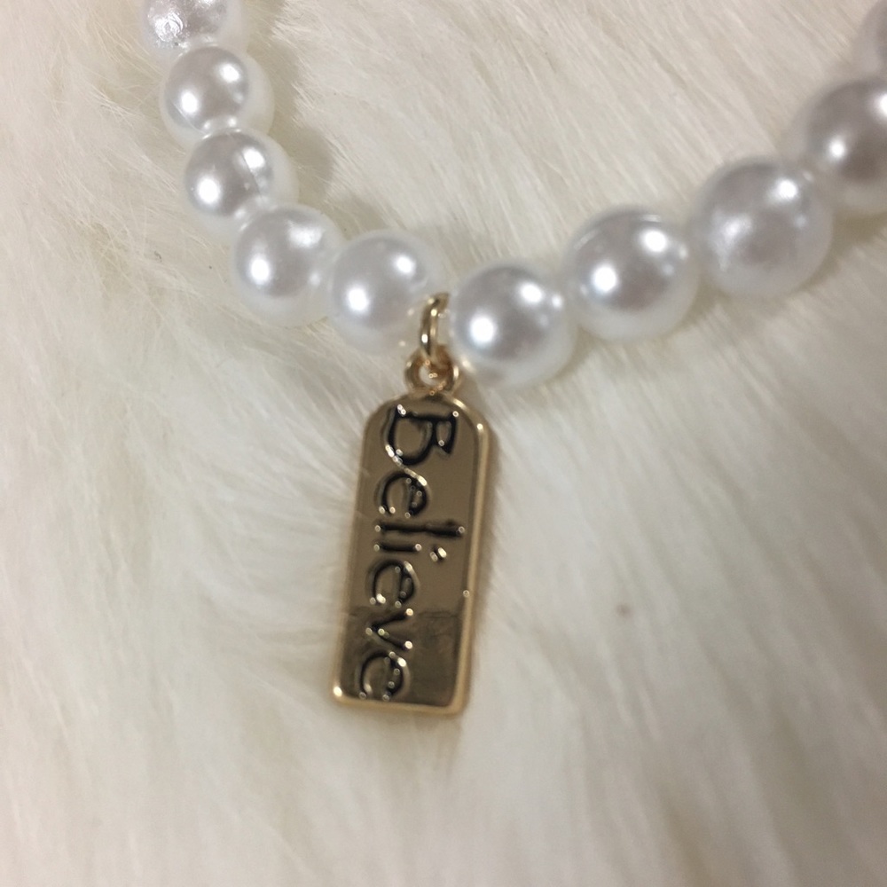 Handmade pearl believe bracelet - Picture 2 of 2
