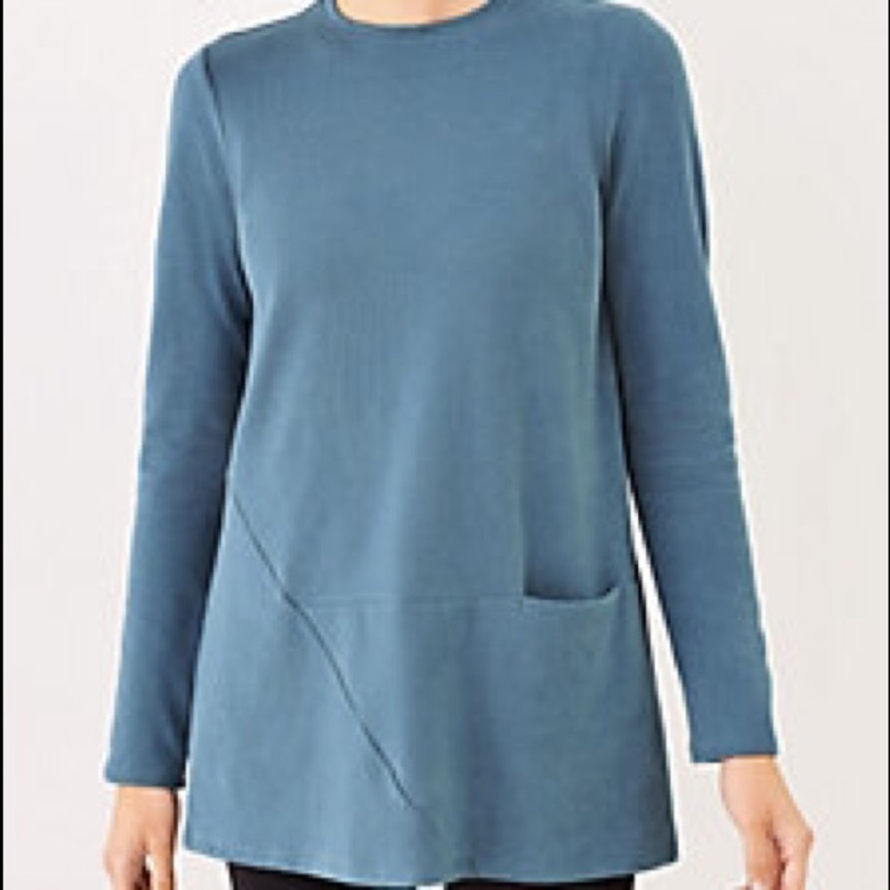 J. Jill Soft-touch Cotton Seamed Tunic Blue Large