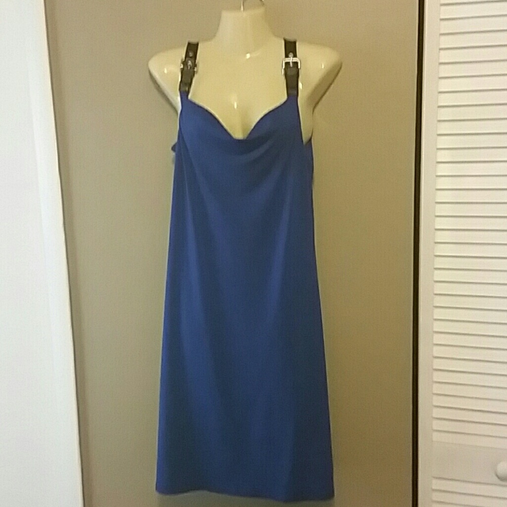 Michael Kors blue dress with buckle straps