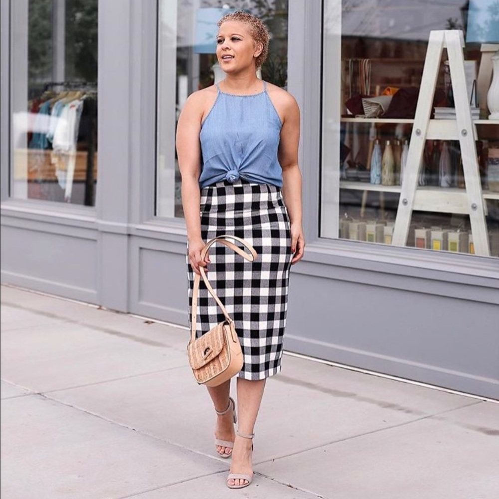 Gingham Pencil Skirt