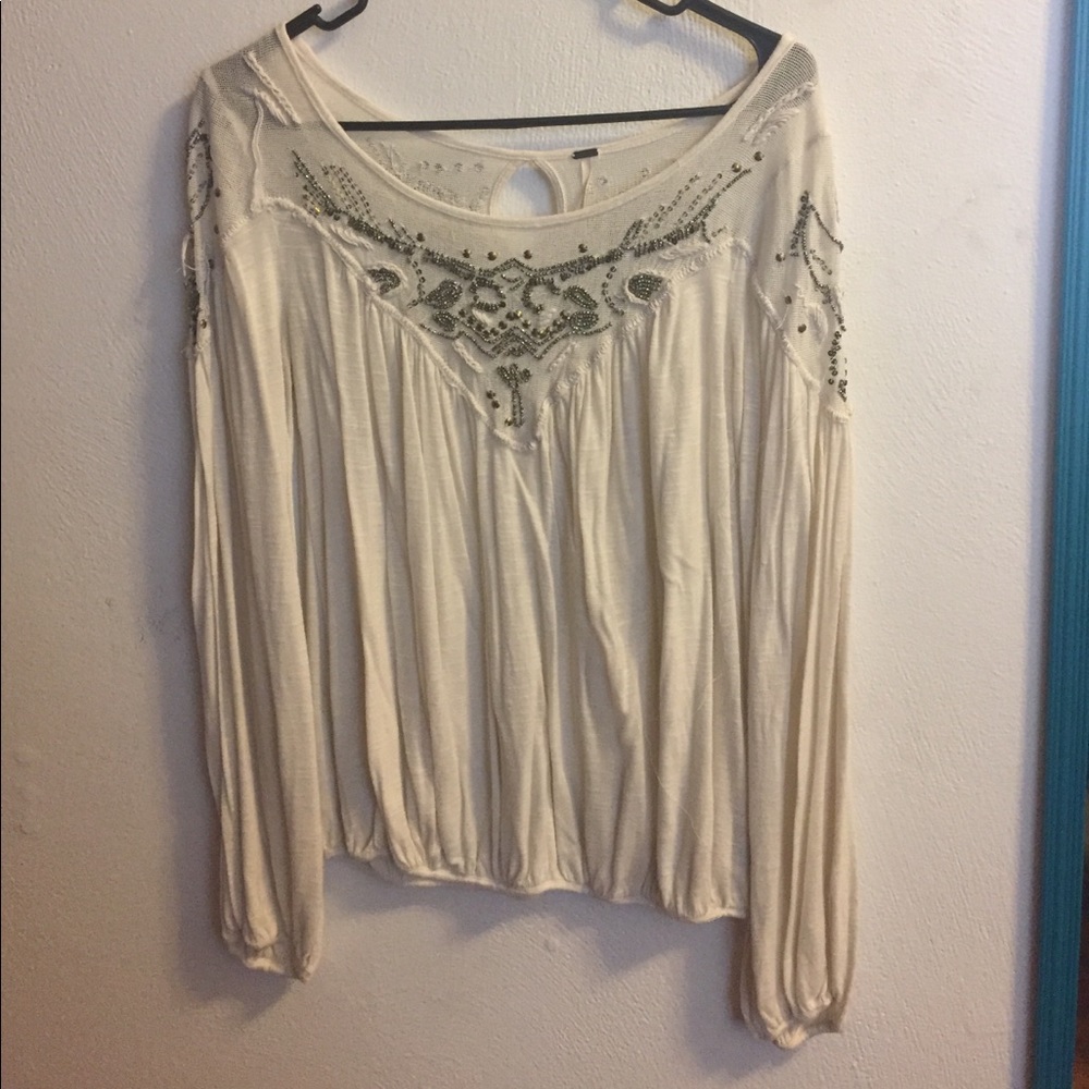 Free People flowy cream blouse
