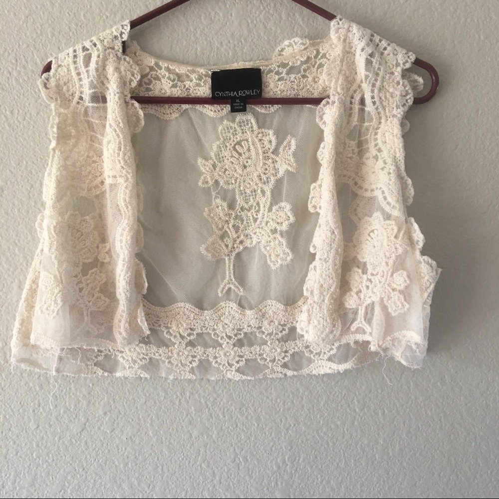 Cream crotchet cropped cover up