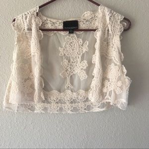 Cream crotchet cropped cover up