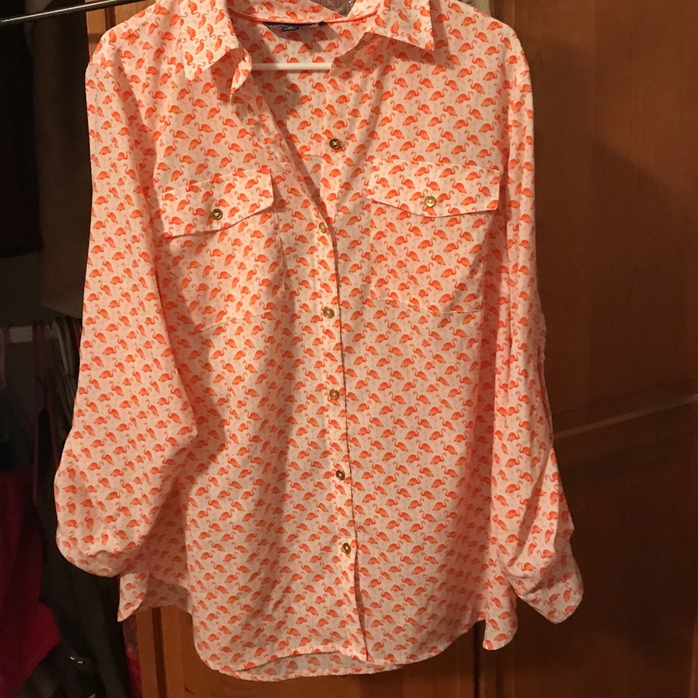 Jones of ny flamingo blouse