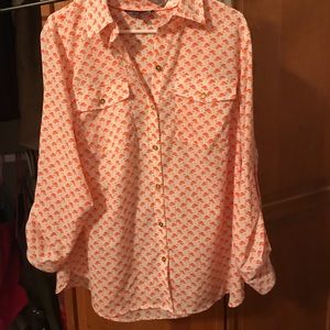 Jones of ny flamingo blouse