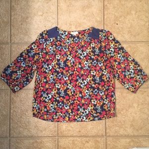 Anthropologie silk floral top