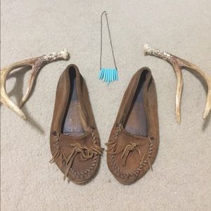 Brown Suede Boho Minnetonka Moccasins