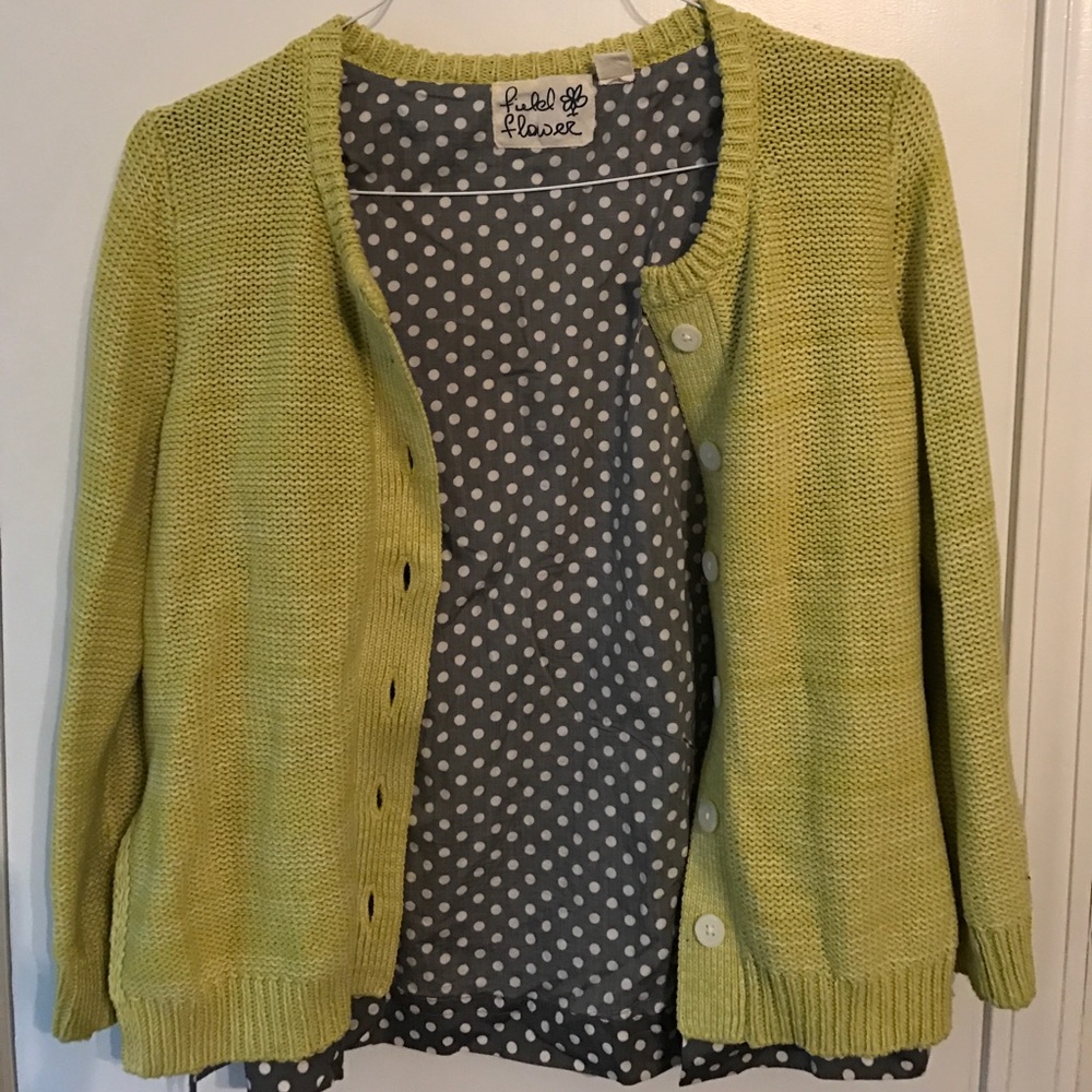 Green button up sweater