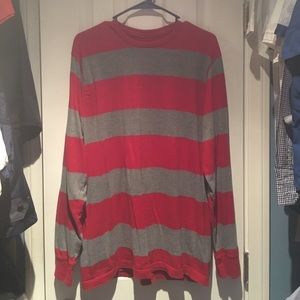 Red and Grey Striped long sleeve