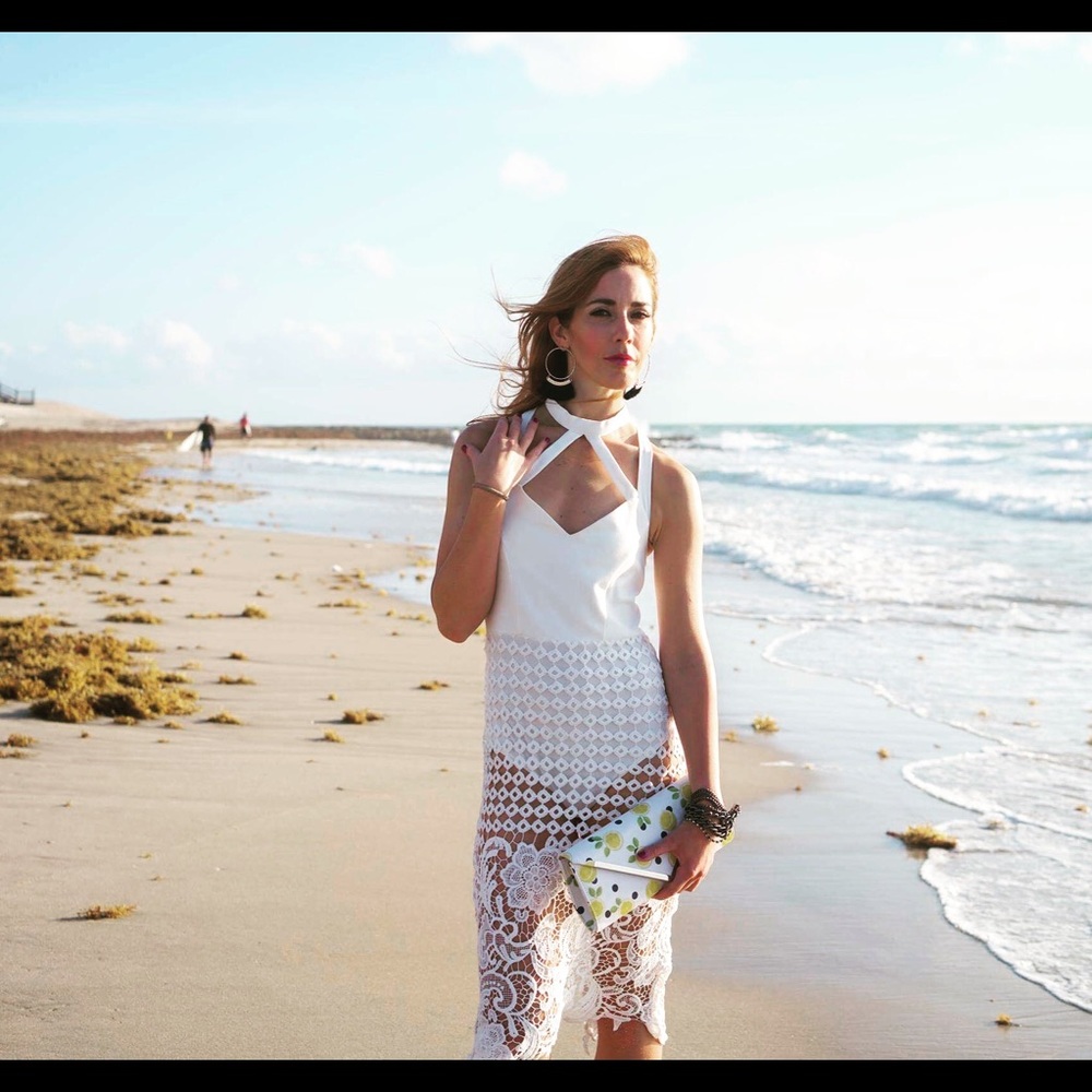 White Crotchet Skirt Caged Bodycon Dress