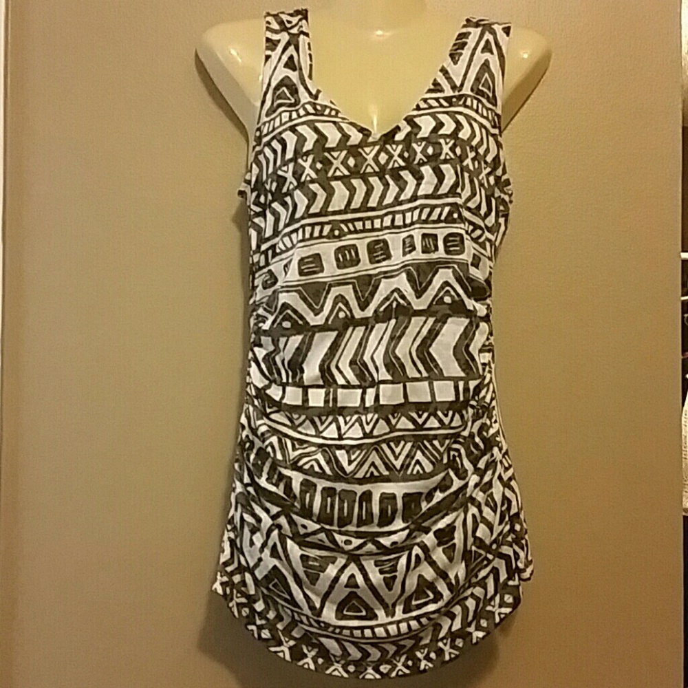 Inc black and white sleeveless top