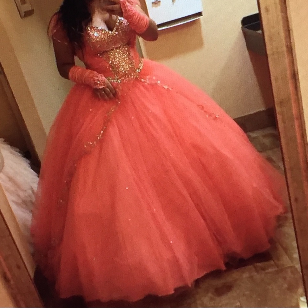 Coral Quince Dress//Coral Sweet 15 Dress