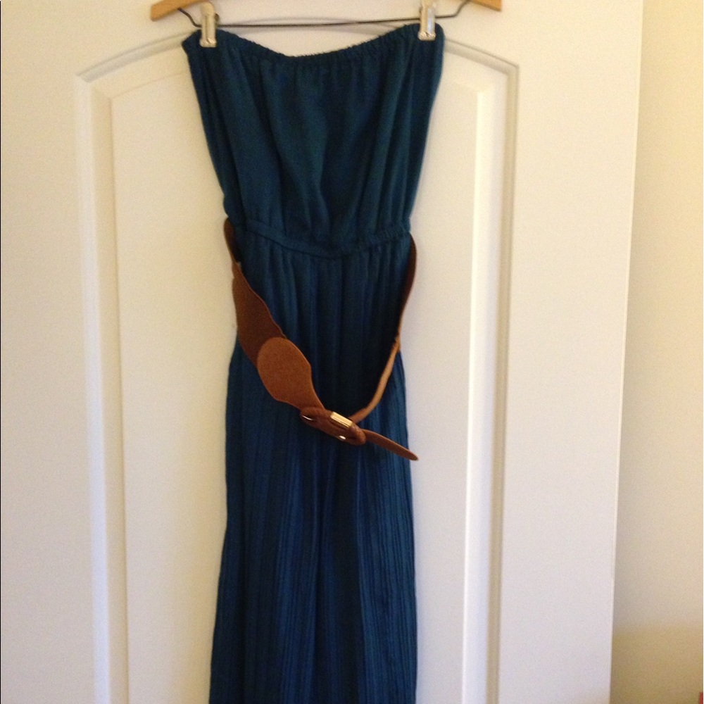 Teal strapless dress