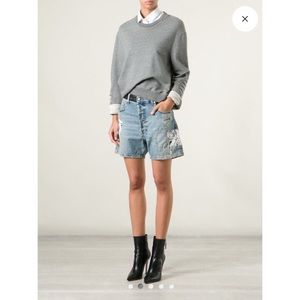Alexander McQueen Leather Slouched Denim Shorts 24