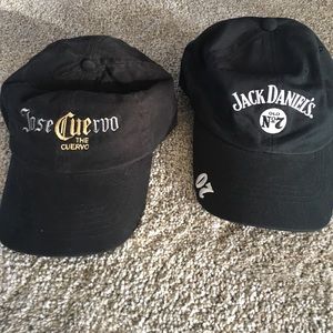 Jose Cuervo and Jack Daniels baseball caps
