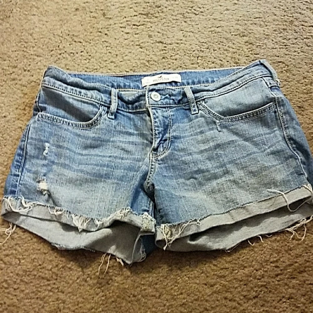 Distressed denim shorts