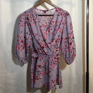 Express M - semi sheer lavender print blouse