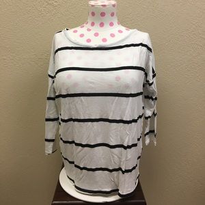 Long sleeve black and white striped tee