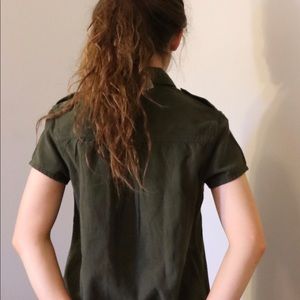 BDG army green collard mini dress/ long shirt