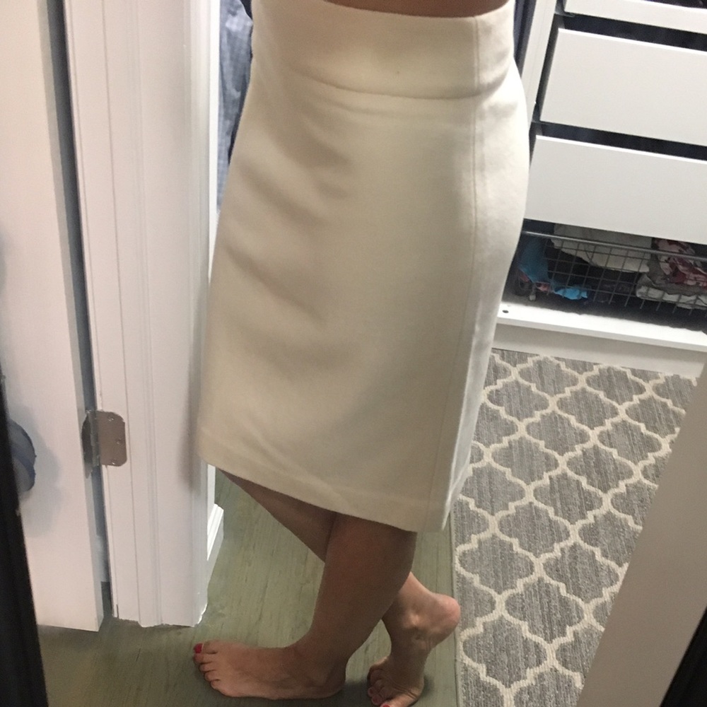 Wool cream colored midi skirt