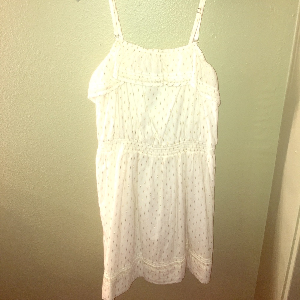 White express summer dress with gold detail