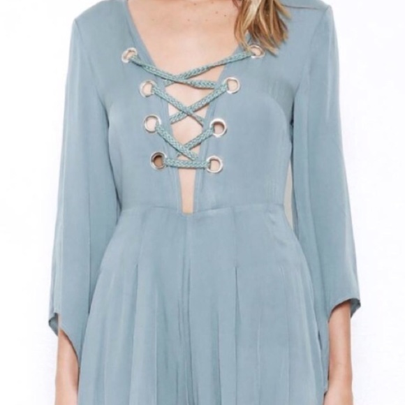 L'ATISTE Pants - L'atiste by Amy Medium Green Criss Cross Romper