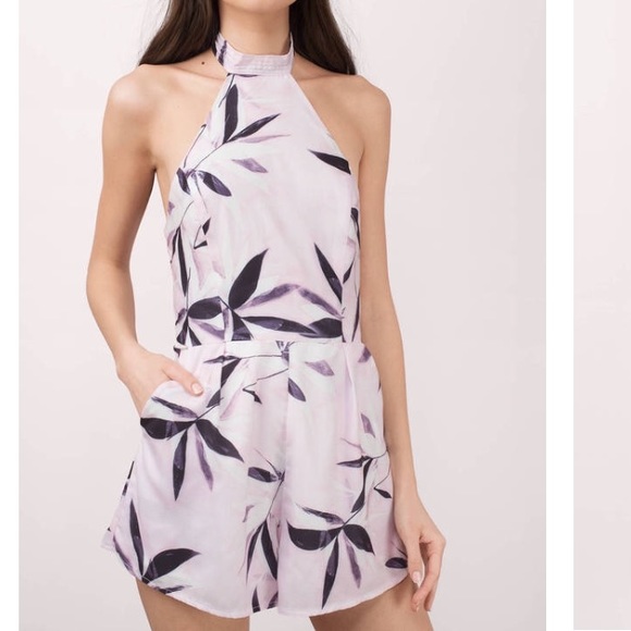 L'Atiste purple romper with leaf print design - Picture 3 of 7