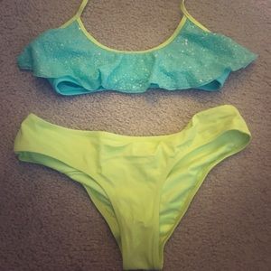 Neon aqua and lime green Victoria Secret bikini