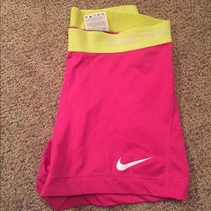 Pink Nike Pro Spandex Shorts