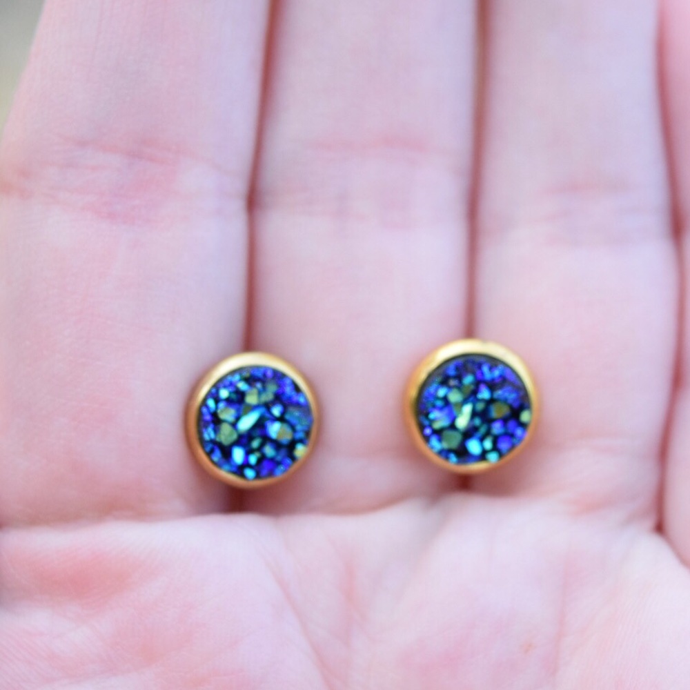 Two pairs of druzy style earrings