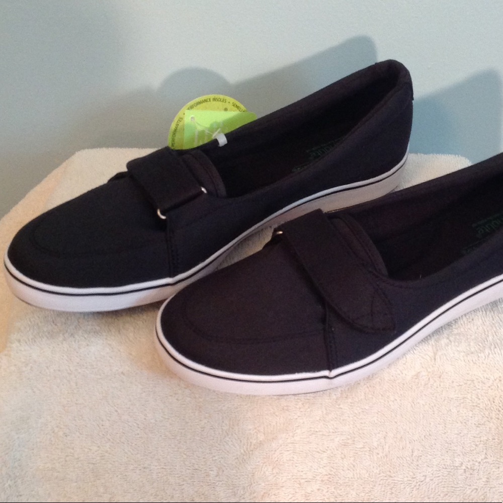 NEW, Grasshoppers Ortho Black Canvas Slip ons