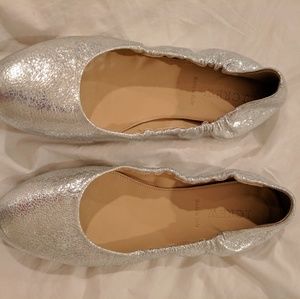 J. Crew Silver Ballet Flats