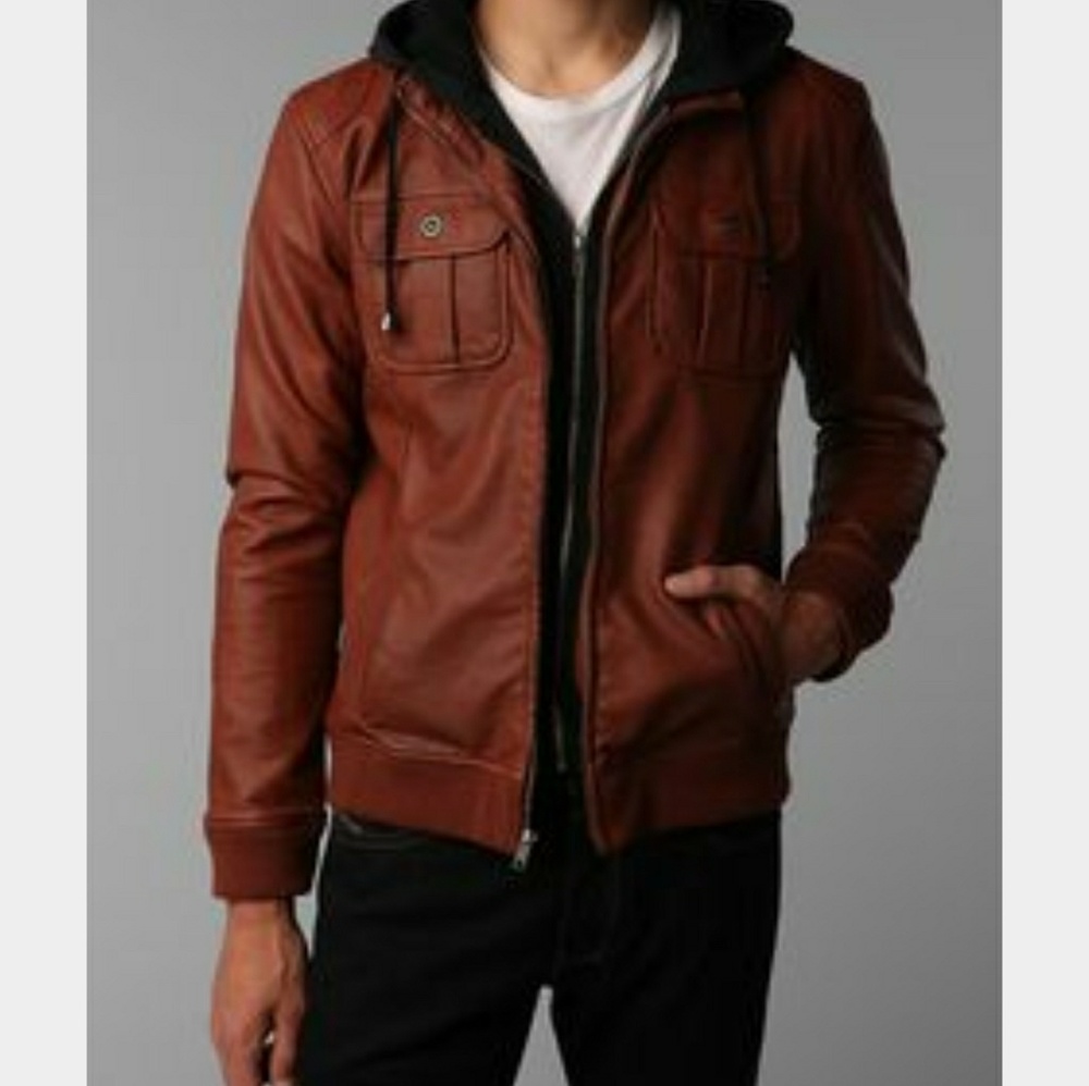 Urban Outfitters Leather Sweatshirt Jacket